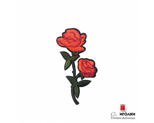 Термоаппликация Цветы Роза арт. H-0626 цв.красный уп.20 шт